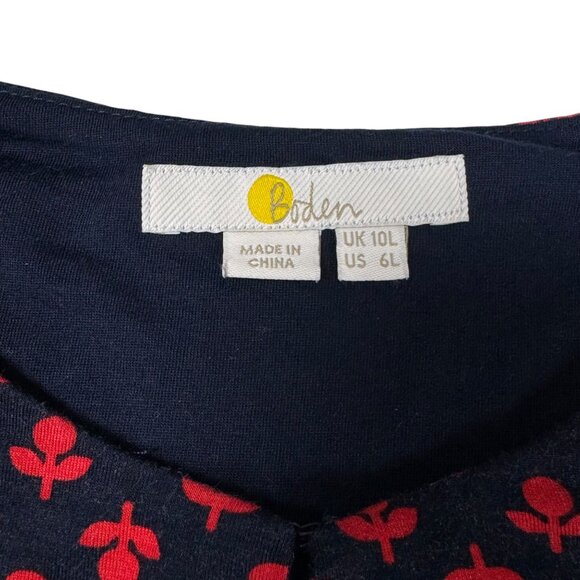 BODEN Eliza Floral Midi Dress Sz.6 Black Red Stretch Whimsigoth Boho Career - Picture 10 of 13